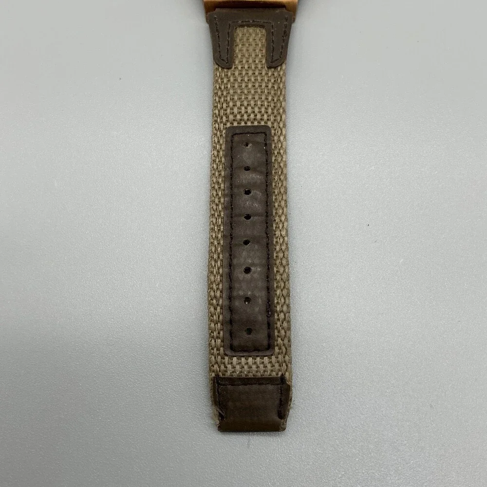Disney Parks Mickey Mouse Mens Watch 38mm Bronze Dial Canvas Strap New Battery
